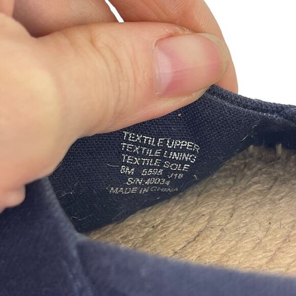 TORY BURCH Weston Navy Red Canvas Slip On Flat Espadrille Sandals Size 8M - Picture 13 of 16